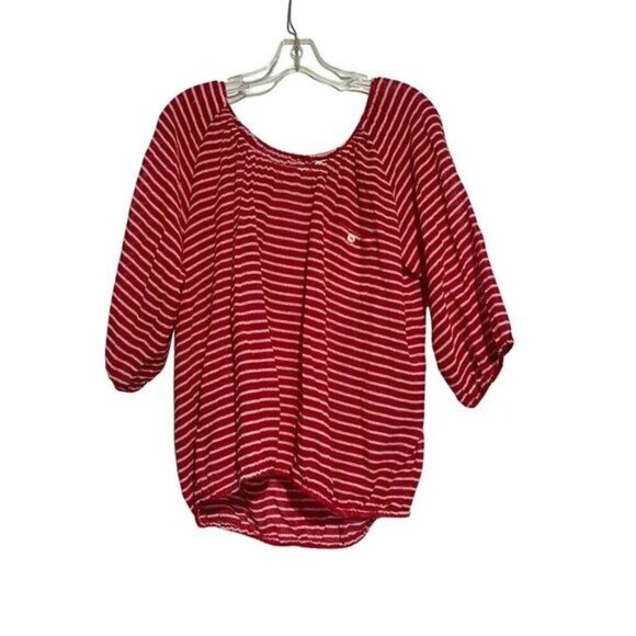 J.Crew Women's Red White Striped Long Sleeve Oversized Cotton T-Shirt Size S - Picture 1 of 5